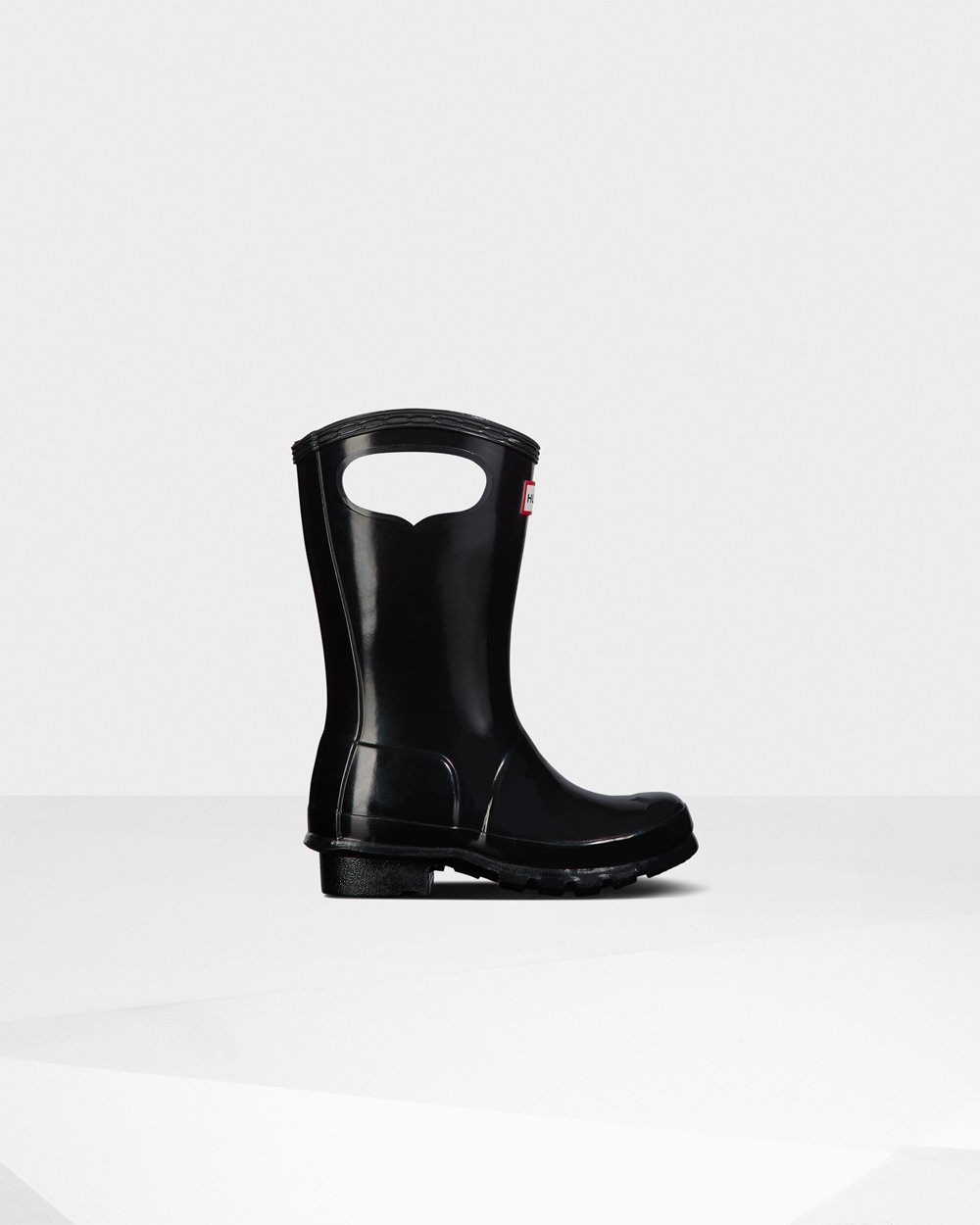 Hunter Original Big Grab Handle Gloss Rain Boots - Shop Online Kids Black - BAQZTX731